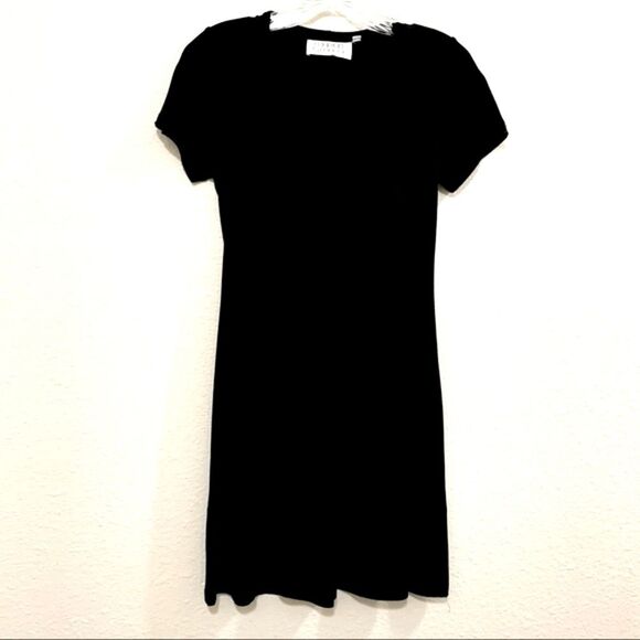 MARIAN & MARAL DRESS WOMEN M BLACK VELVET TRIM SCOOP NECK STRETCH A LINE. - Picture 4 of 10